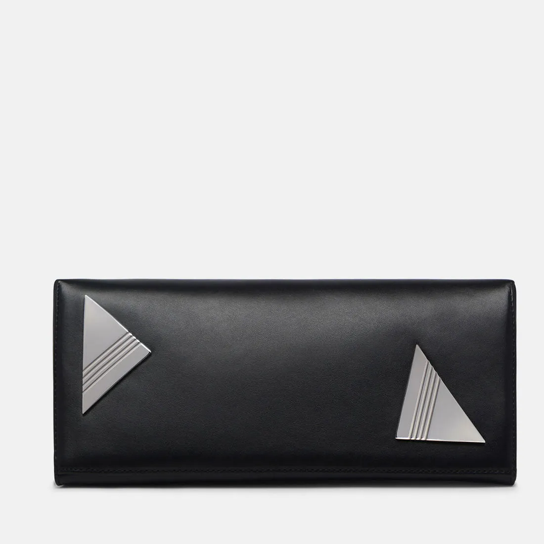 ''8.30PM'' Leather Oversized Clutch, Black