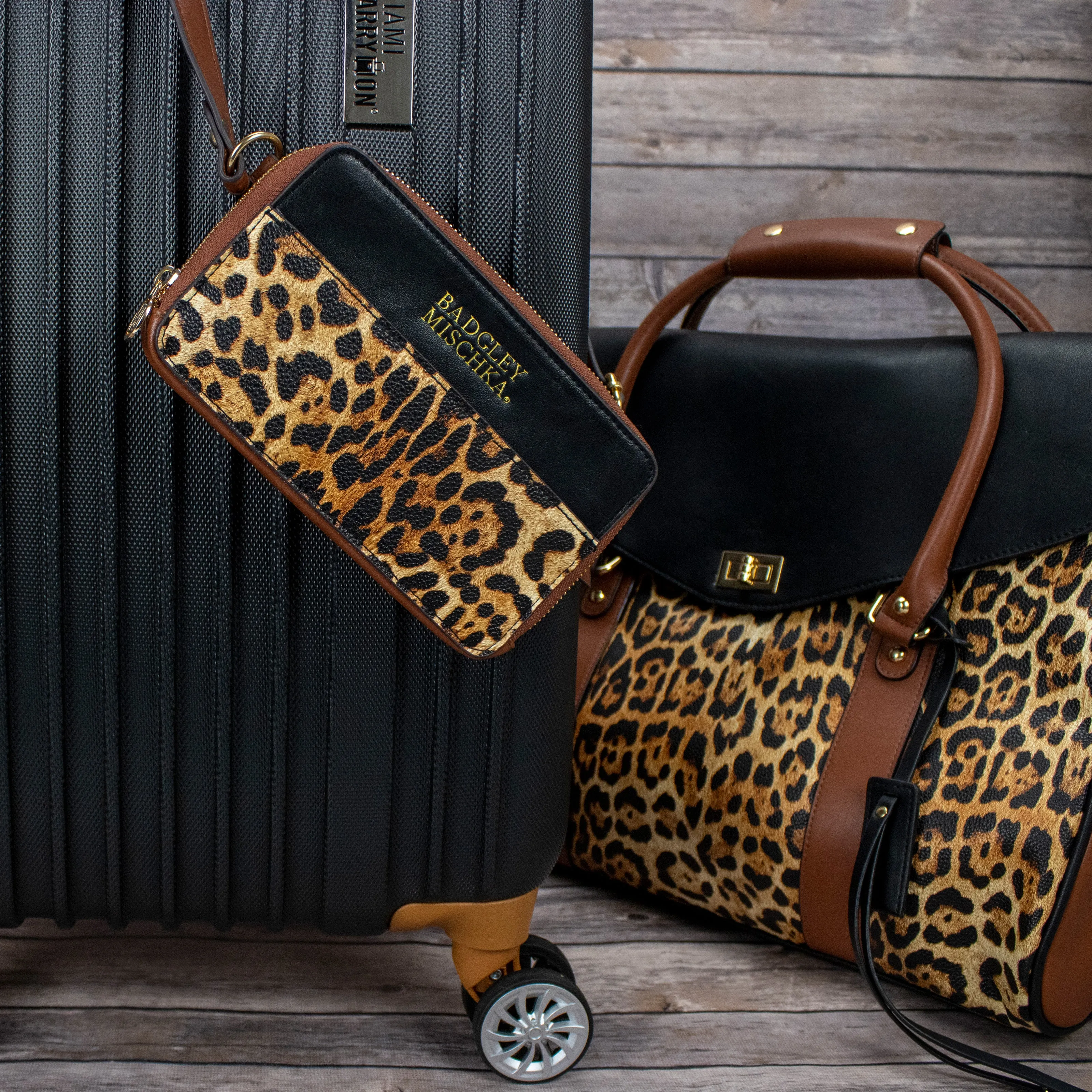 BADGLEY MISCHKA Leopard Vegan Leather Pouch Belt Bag