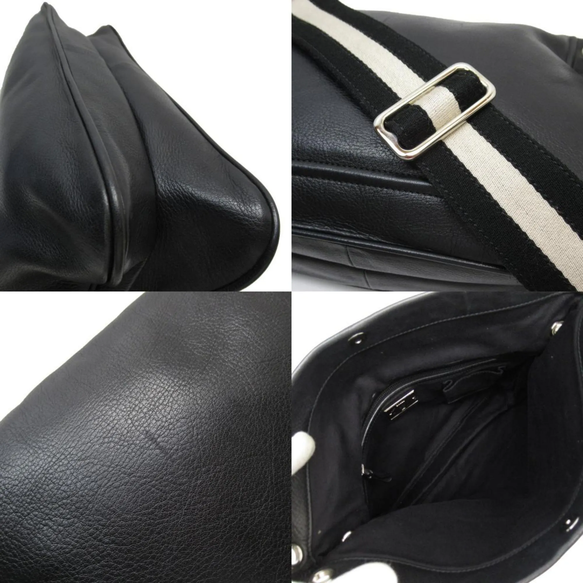 Bally    Leather Canvas Shoulder Bag (Pre-Owned)