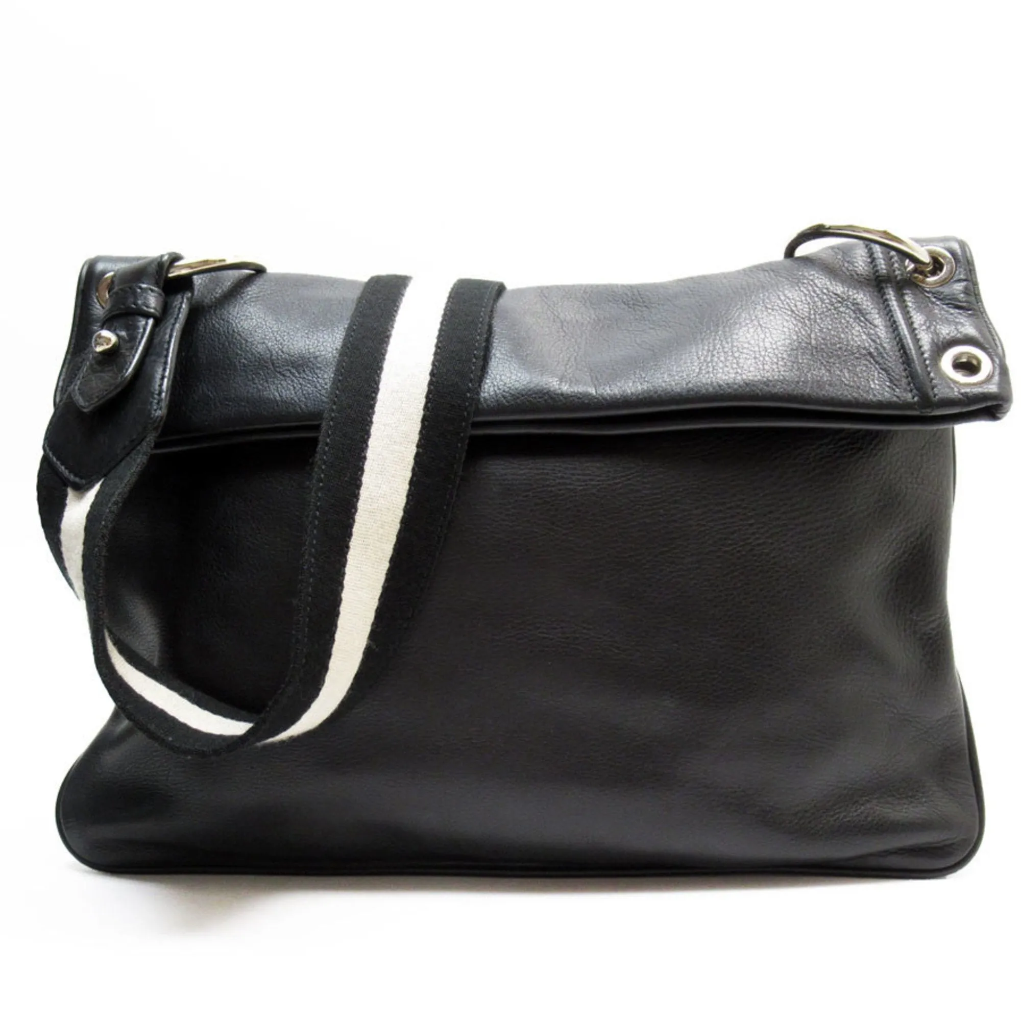 Bally    Leather Canvas Shoulder Bag (Pre-Owned)