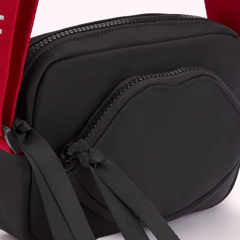 BLACK AND LULU RED PAM CROSSBODY BAG
