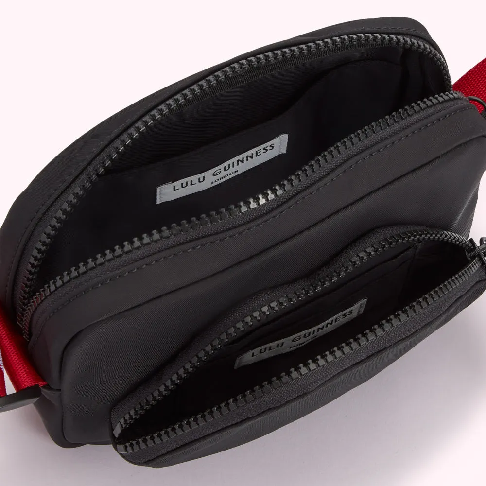 BLACK AND LULU RED PAM CROSSBODY BAG