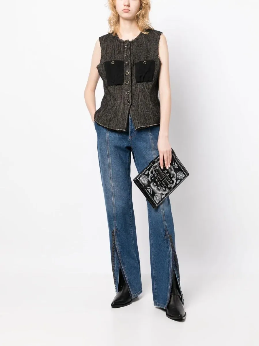 Black Hand-Painted Bandana Jige Clutch