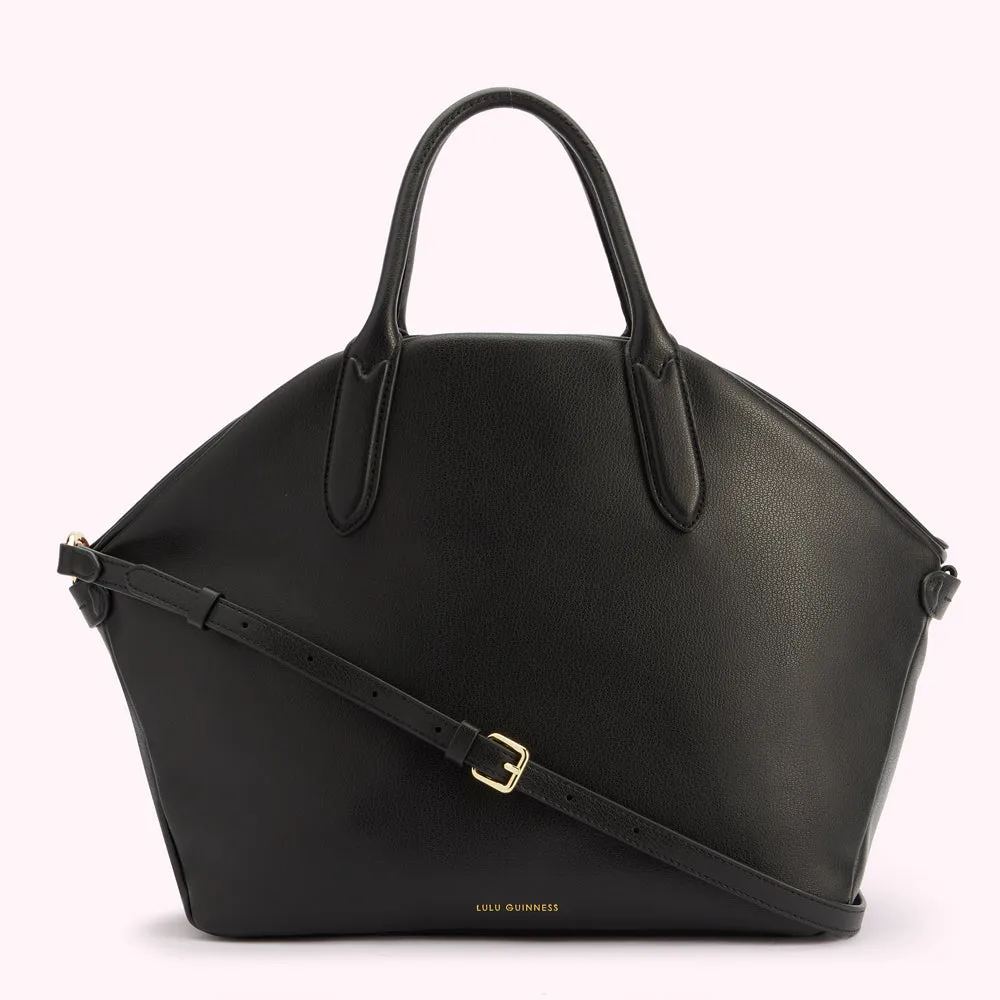 BLACK LEATHER SIMONE TOTE BAG