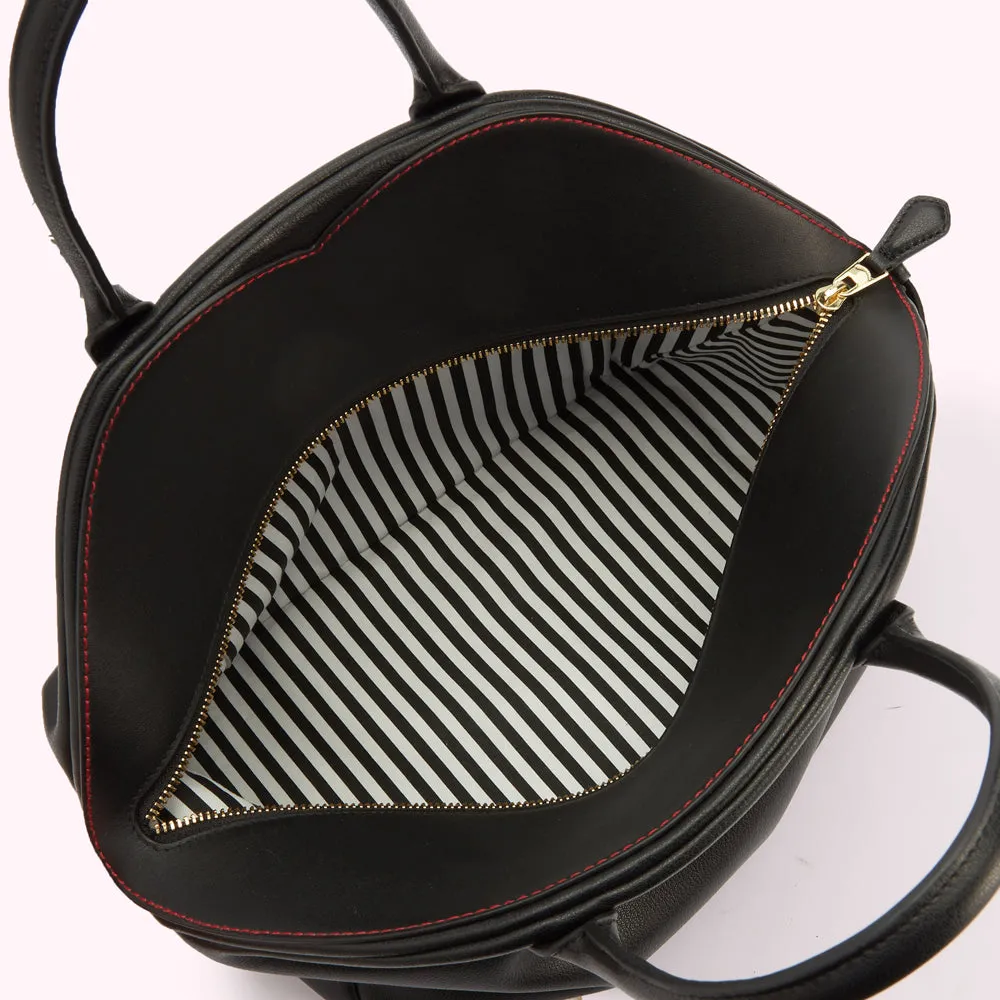BLACK LEATHER SIMONE TOTE BAG
