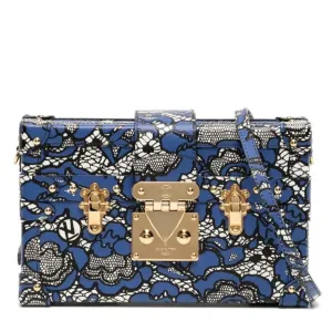 Blue Lace Floral Petite Malle Bag