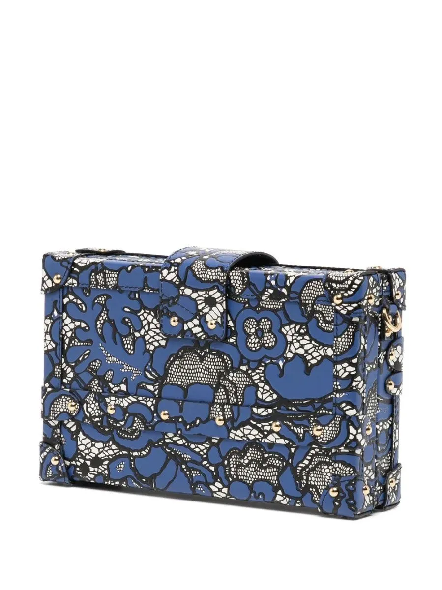 Blue Lace Floral Petite Malle Bag