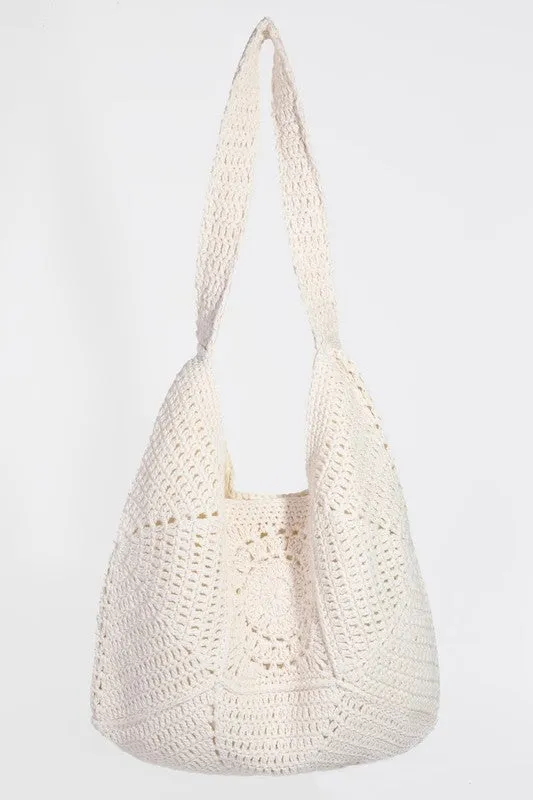 Braided Panels Hobo Shoulder Tote Bag