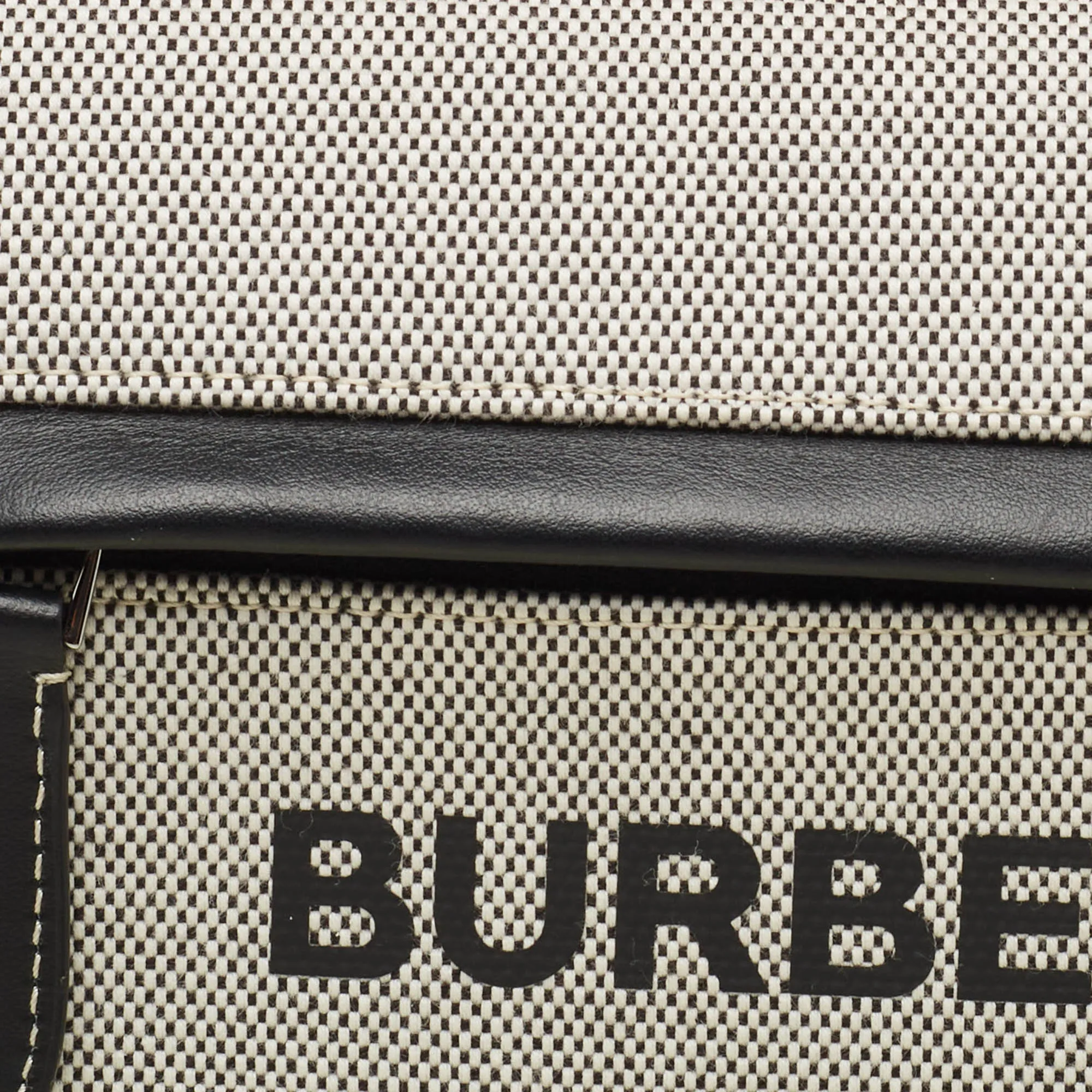 Burberry Black/white Canvas And Leather Small Olympia Bumbag