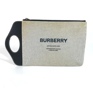 Burberry   Canvas Leather Clutch Bag Handbag (Pre-Owned)
