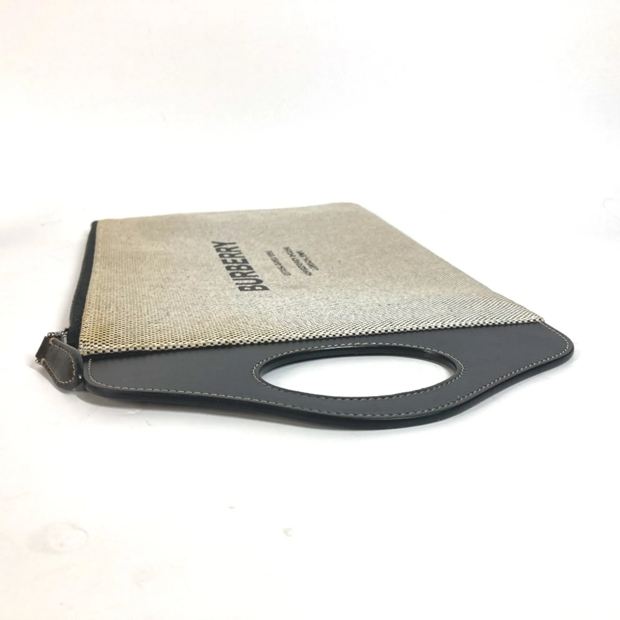 Burberry   Canvas Leather Clutch Bag Handbag (Pre-Owned)