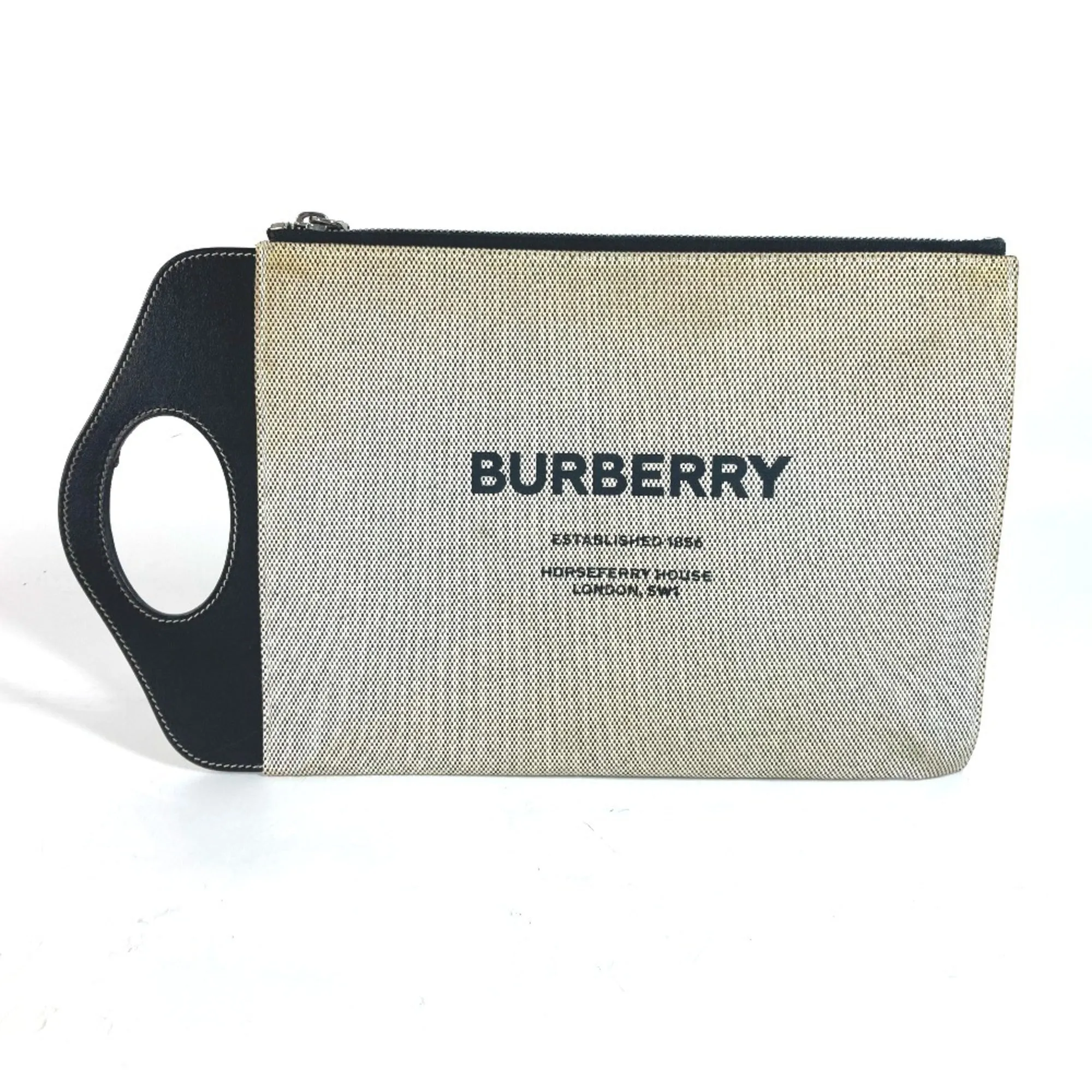Burberry   Canvas Leather Clutch Bag Handbag (Pre-Owned)