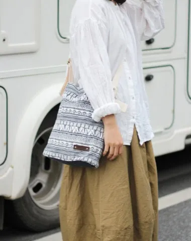 Canvas Bohemian Print Small Shoulder Bag Tote Womens Canvas Bucket Tote Bags for Women