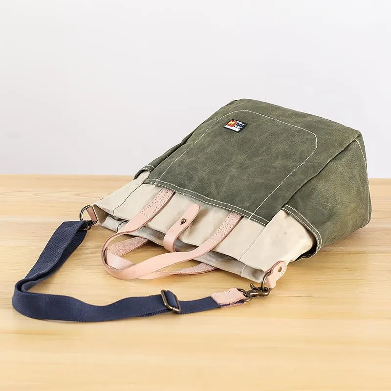 Canvas Leather Mens Womens 13" Waterproof Tote Bag Handbag Tote Bag Shoulder Bag Tote Purse For Men