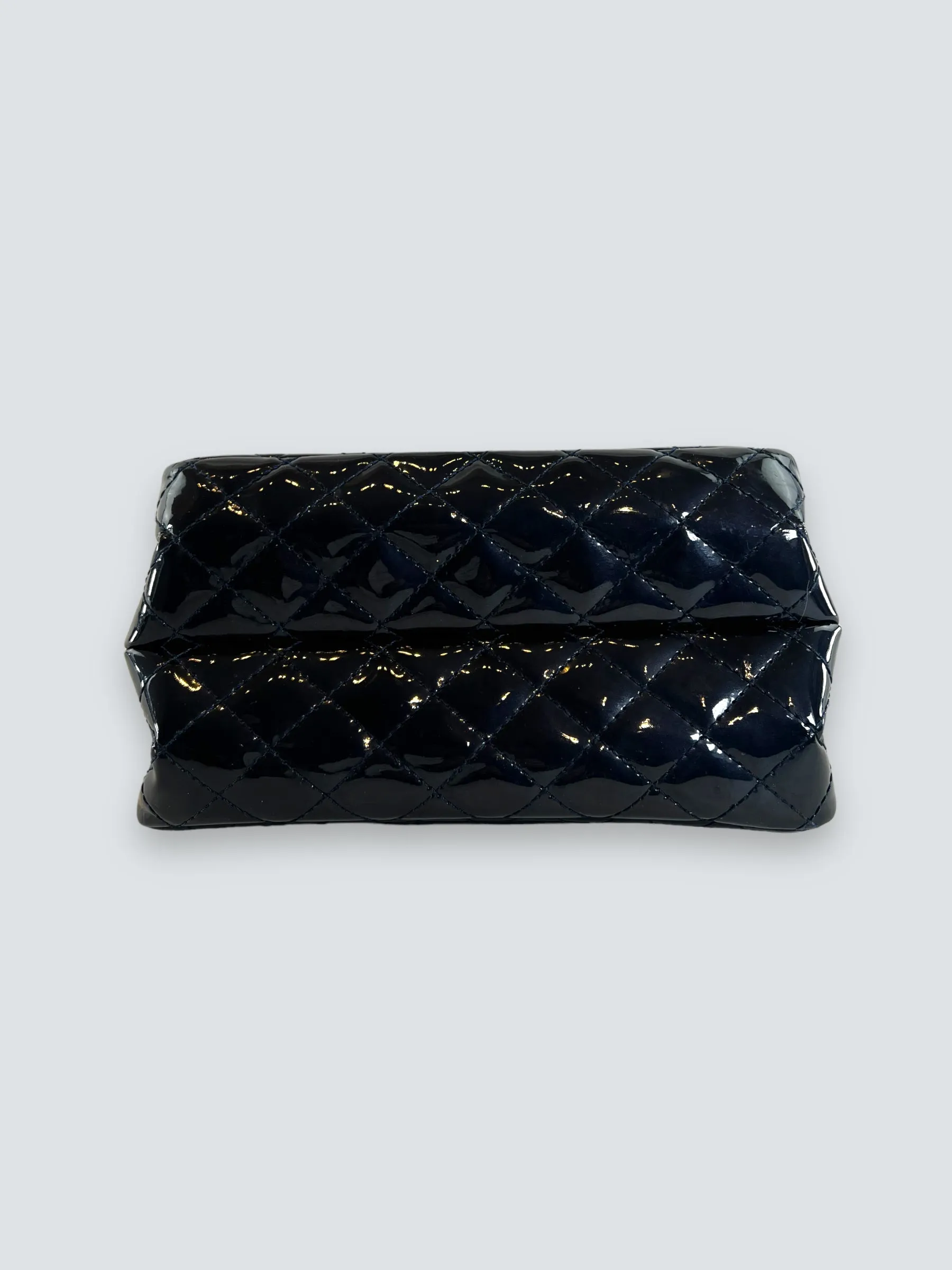 Chanel Navy Patent Leather Double Compartment Reissue 2.55
