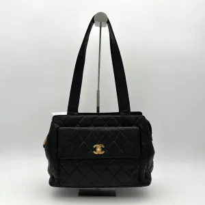 Chanel Vintage Quilted CC Pocket Tote - Black Totes, Handbags ch9993vf