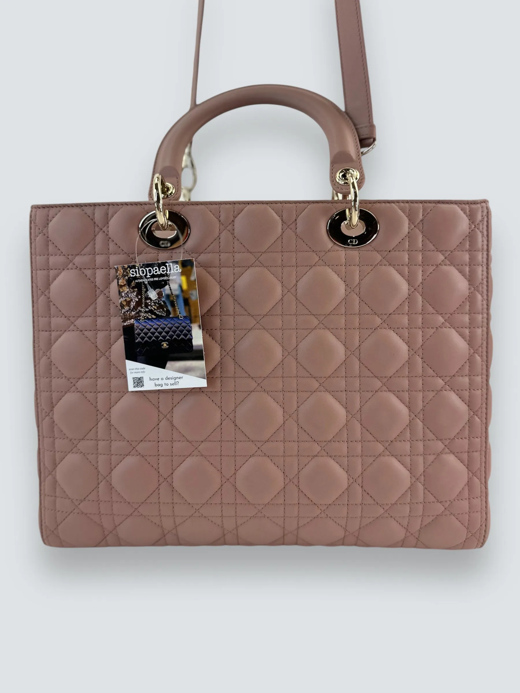 Christian Dior Blush Calfskin Leather Ultramatte Large Lady Dior