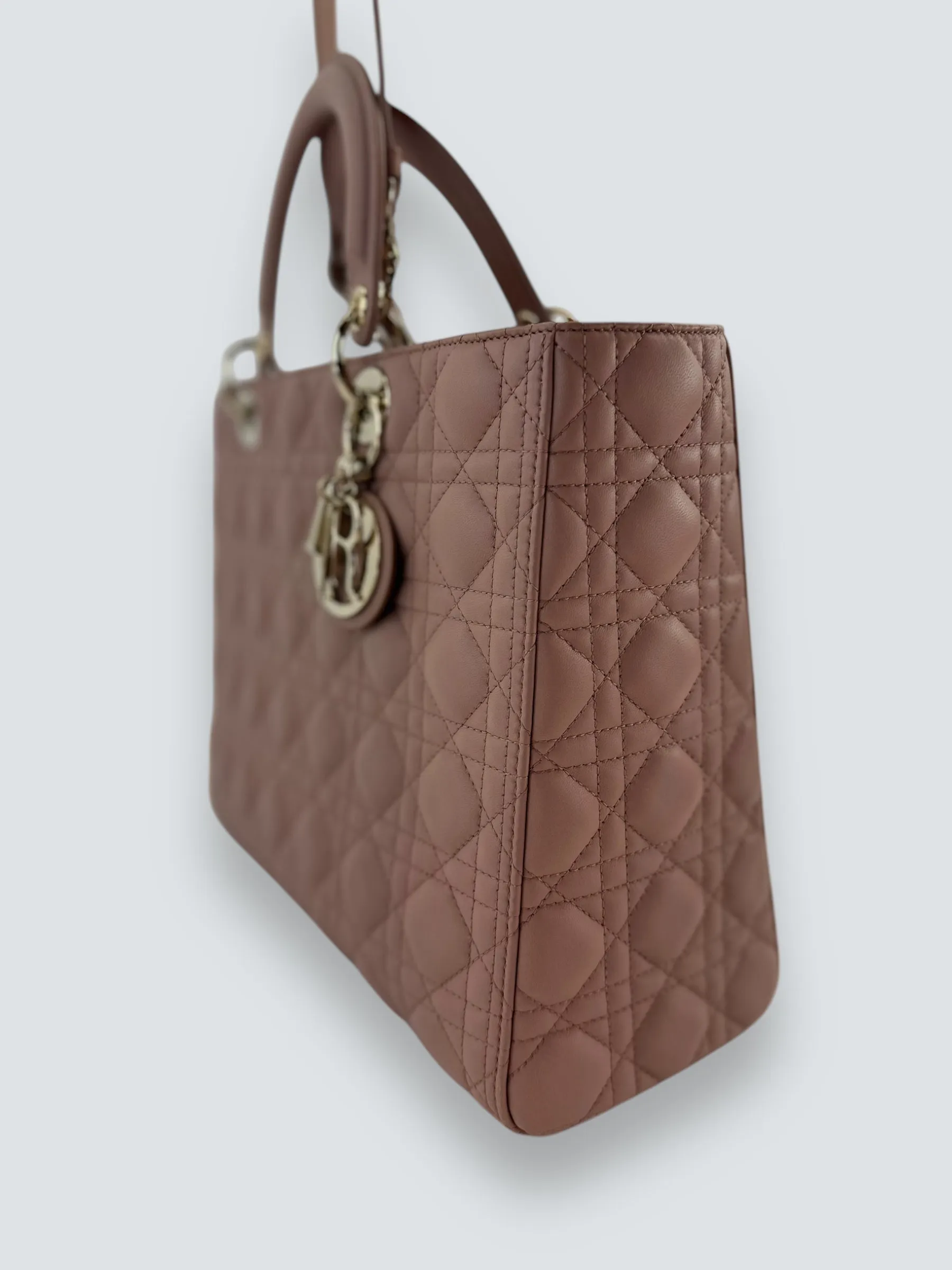 Christian Dior Blush Calfskin Leather Ultramatte Large Lady Dior