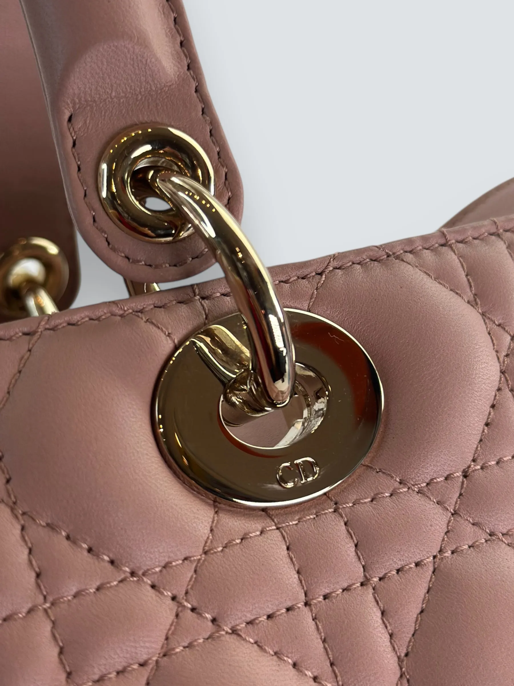 Christian Dior Blush Calfskin Leather Ultramatte Large Lady Dior