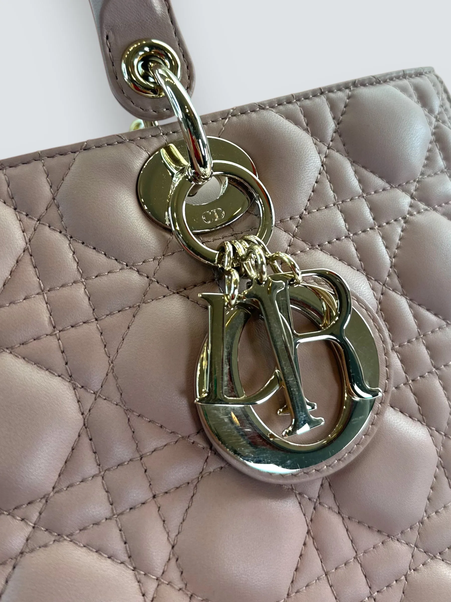 Christian Dior Blush Calfskin Leather Ultramatte Large Lady Dior