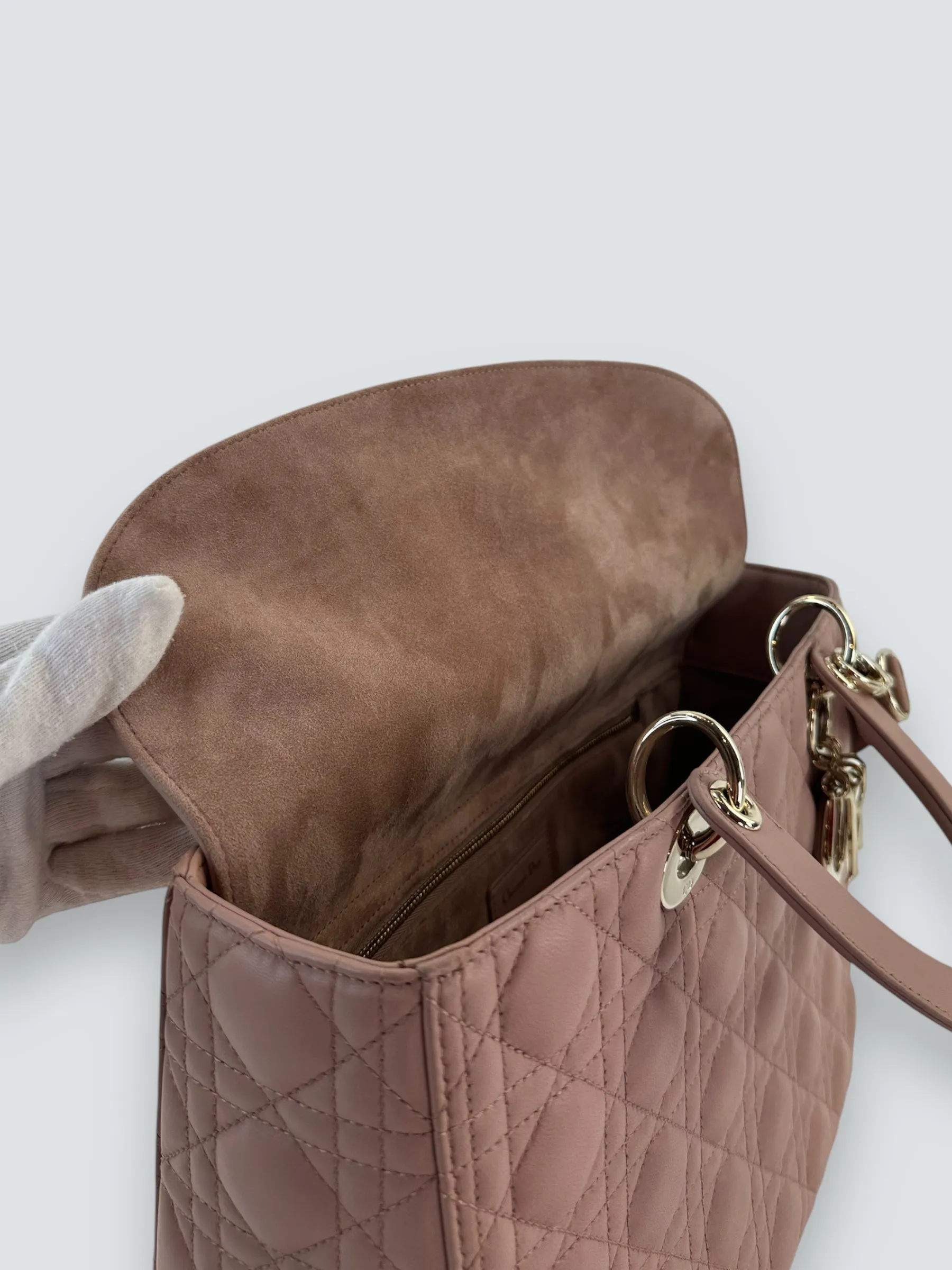 Christian Dior Blush Calfskin Leather Ultramatte Large Lady Dior