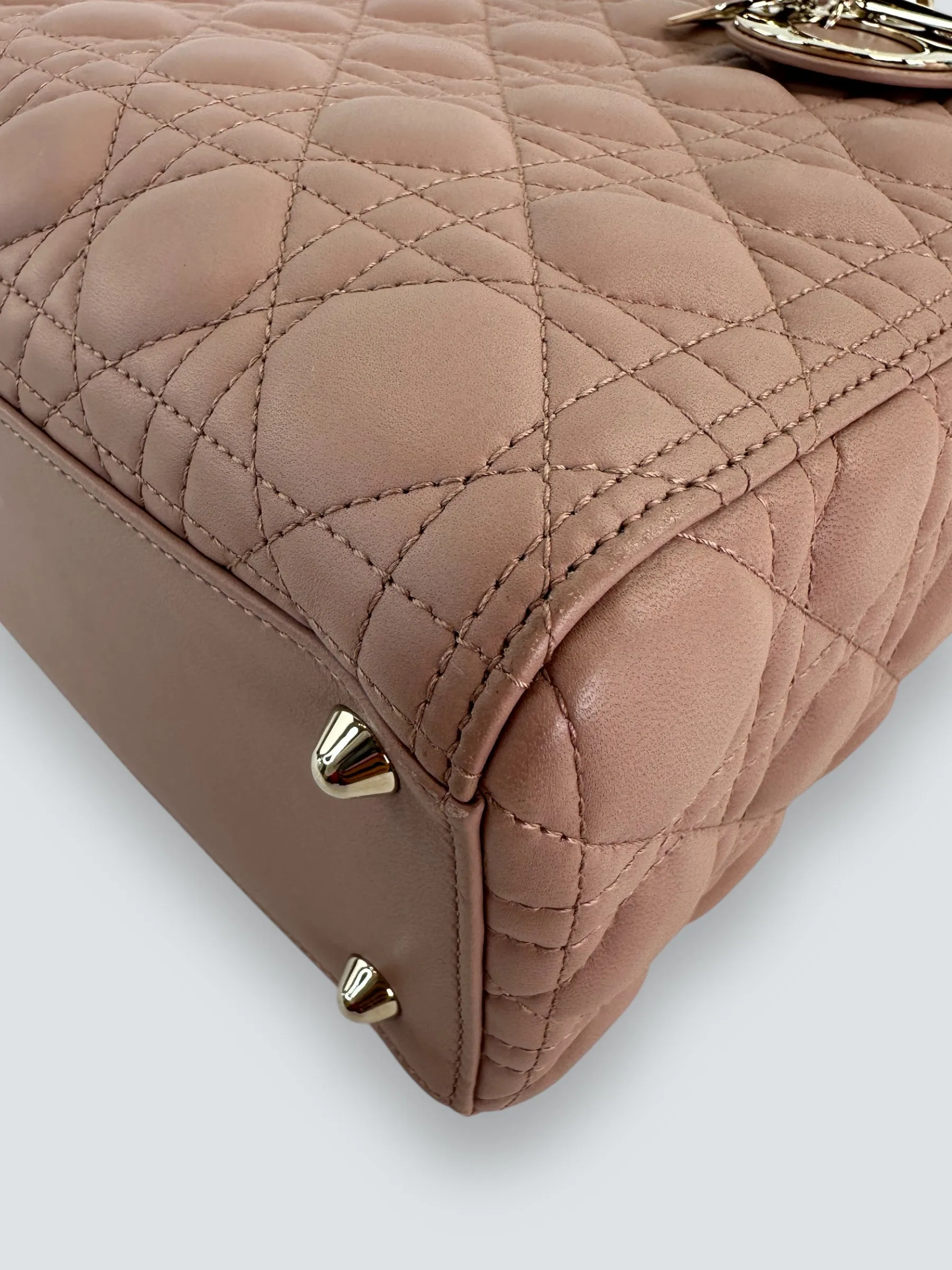 Christian Dior Blush Calfskin Leather Ultramatte Large Lady Dior
