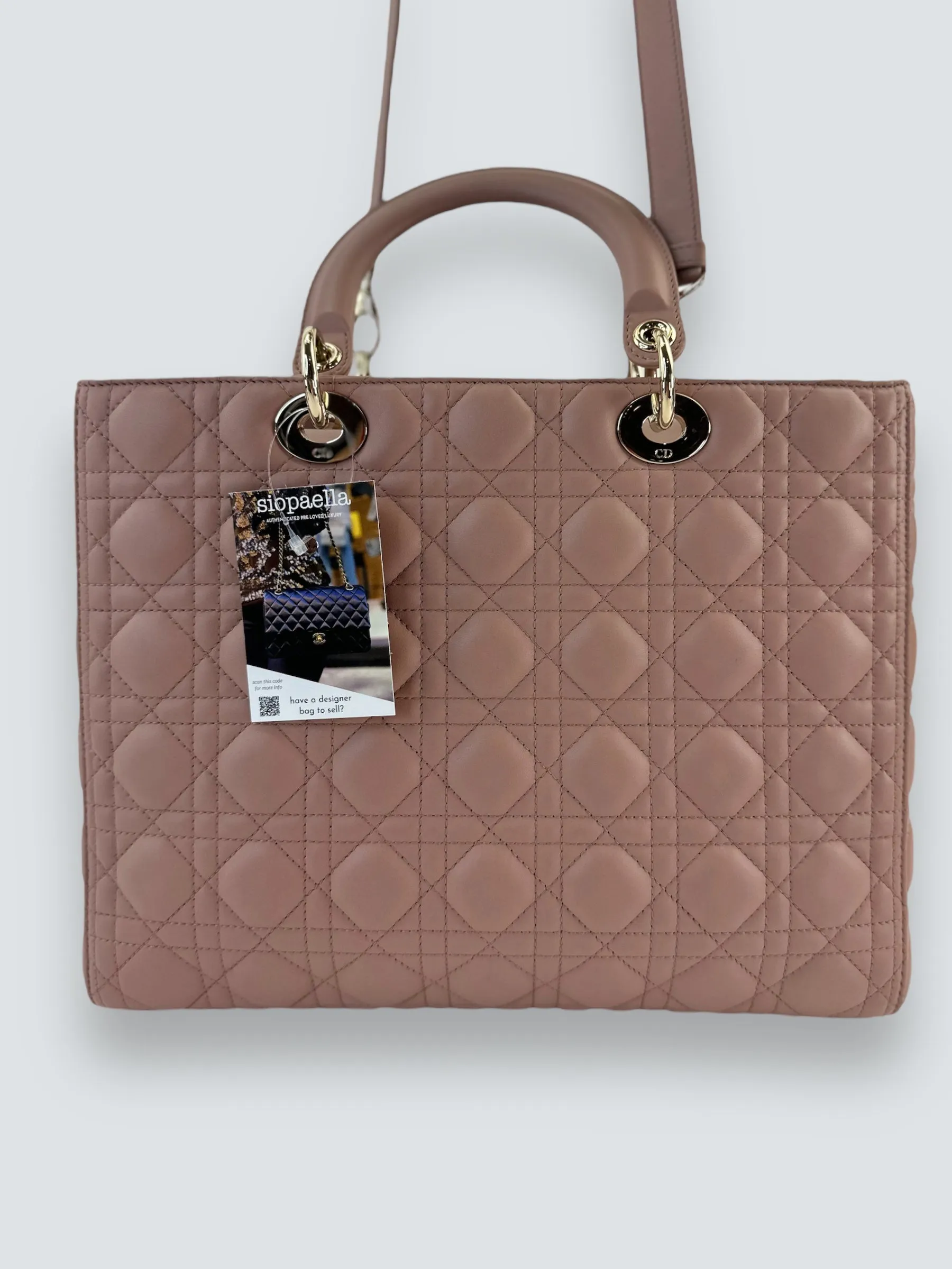 Christian Dior Blush Calfskin Leather Ultramatte Large Lady Dior