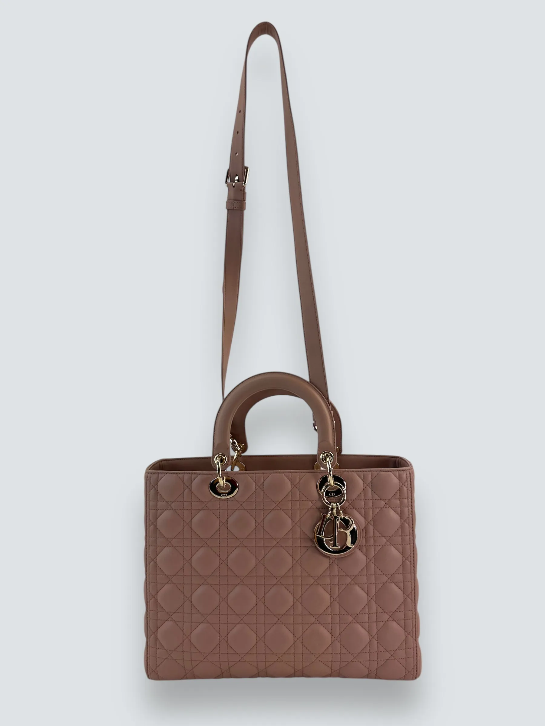 Christian Dior Blush Calfskin Leather Ultramatte Large Lady Dior