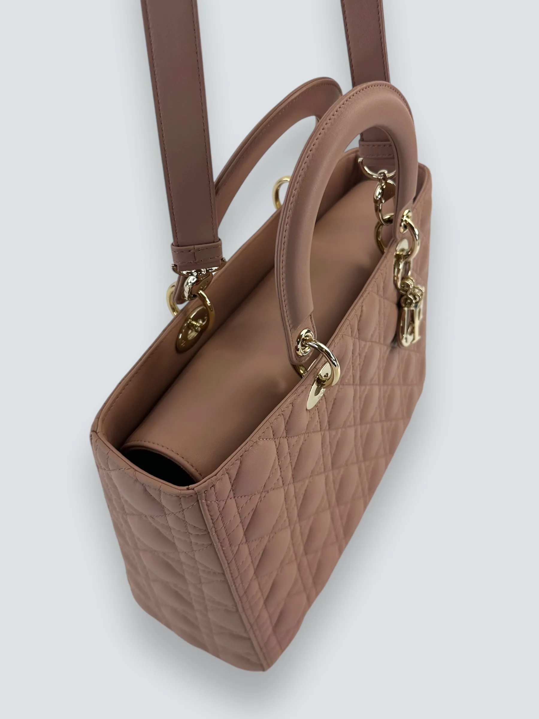 Christian Dior Blush Calfskin Leather Ultramatte Large Lady Dior