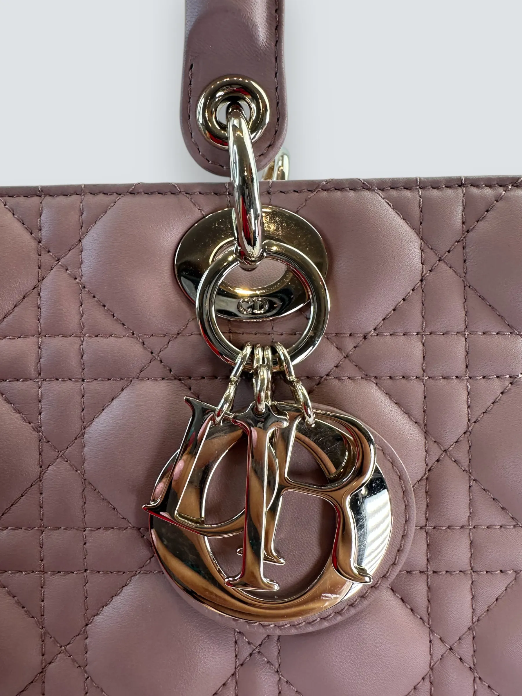 Christian Dior Blush Calfskin Leather Ultramatte Large Lady Dior