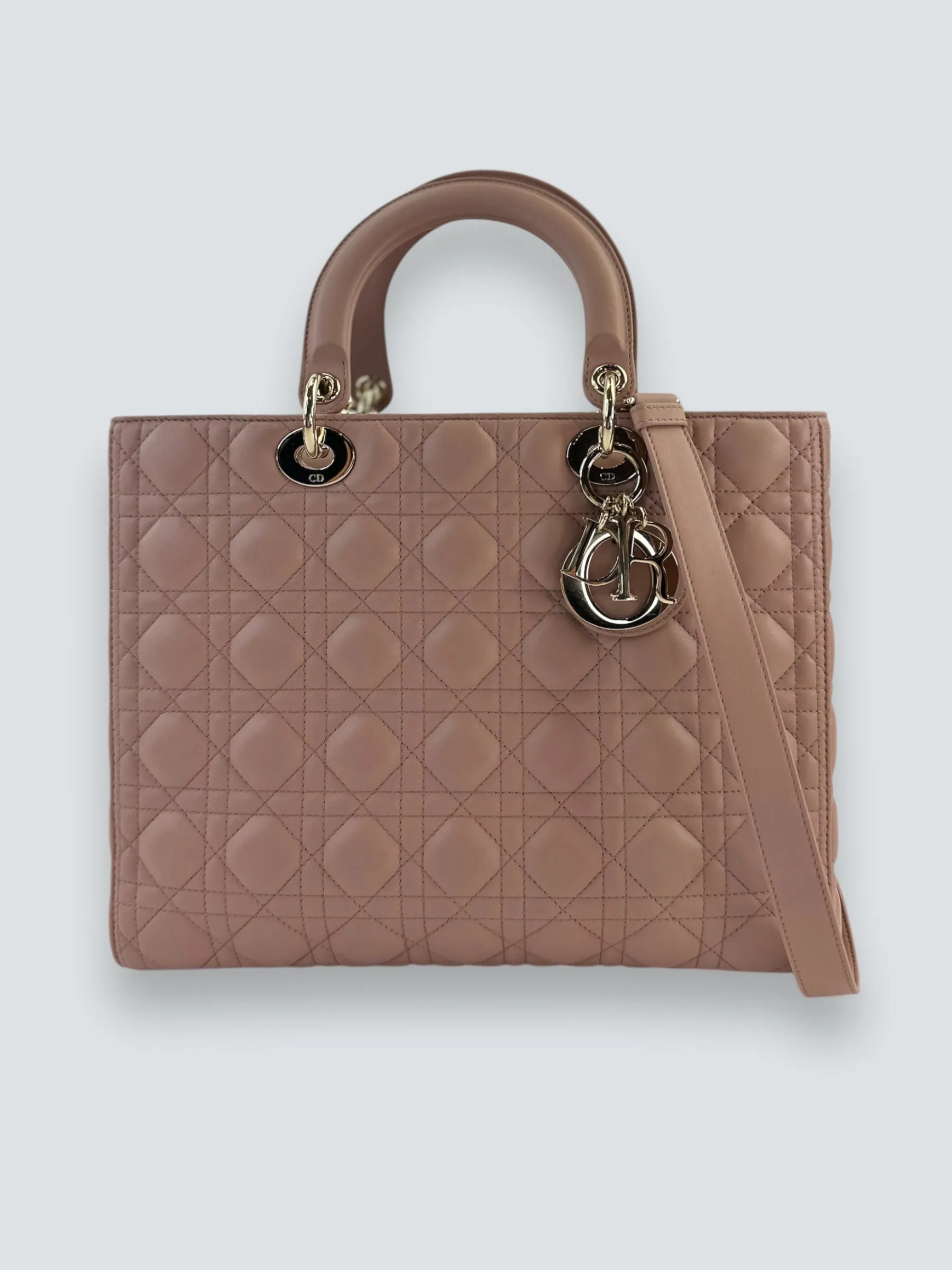 Christian Dior Blush Calfskin Leather Ultramatte Large Lady Dior