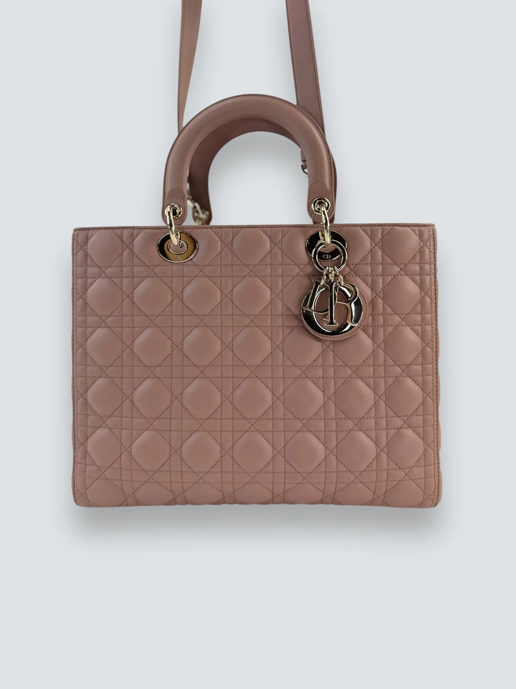 Christian Dior Blush Calfskin Leather Ultramatte Large Lady Dior