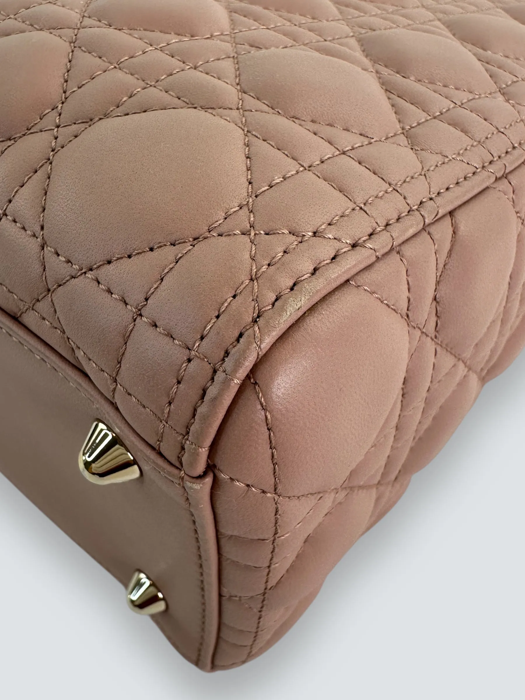 Christian Dior Blush Calfskin Leather Ultramatte Large Lady Dior