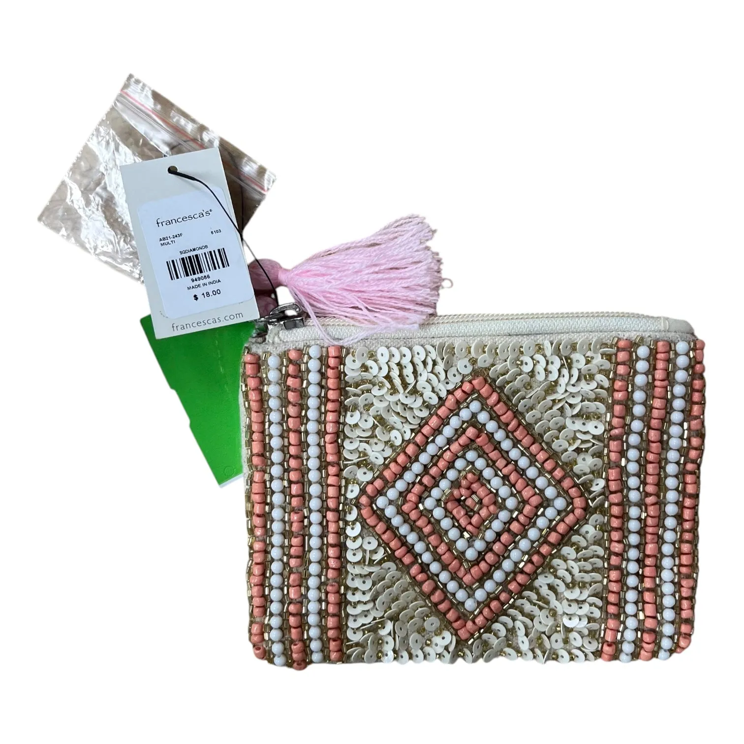 Clutch By Francesca??S In Cream & Orange, Size:Small