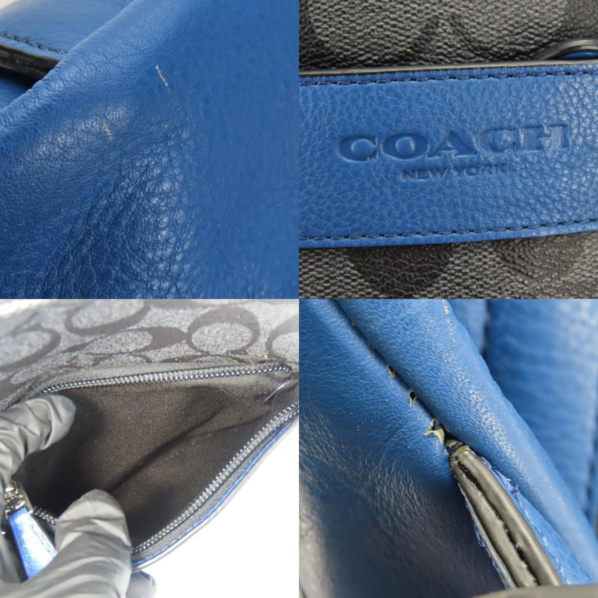 Coach blue Leather Pvc Shoulder Bag Sling Bag (Pre-Owned)