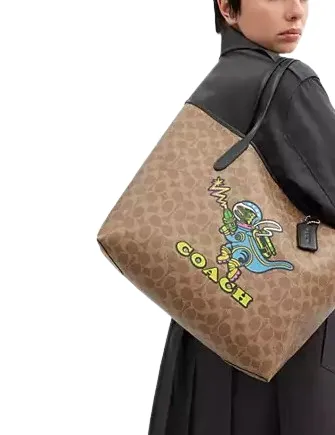 Coach Cosmic Coach City Tote Bag In Signature Canvas With Rexy Print