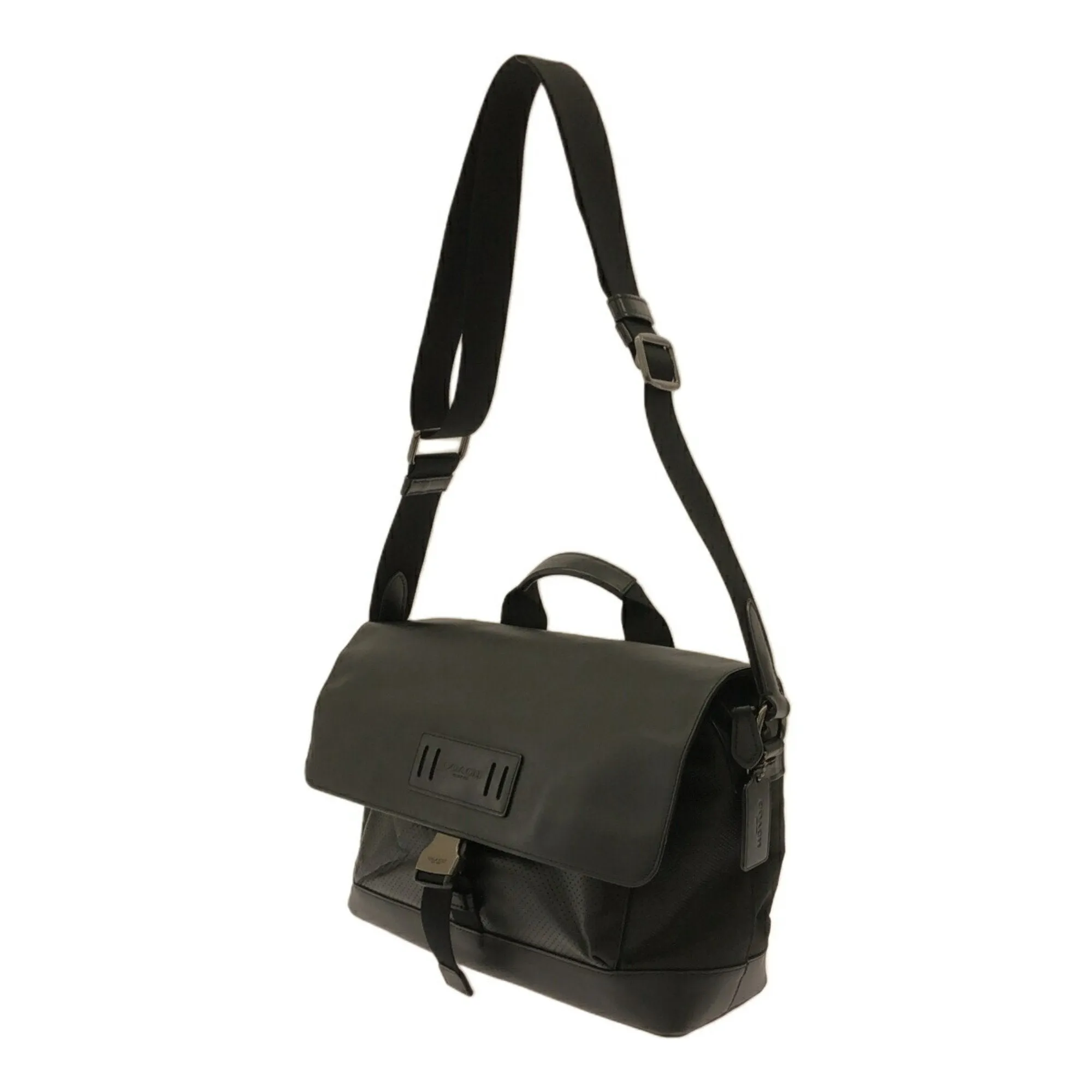 Coach Cotton Leather Shoulder Bag (Pre-Owned)