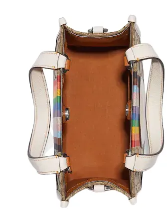 Coach Dempsey Tote 22 In Signature Jacquard With Rainbow Stripe And Coach Patch