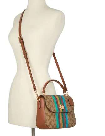 Coach Marlie Top Handle Satchel In Signature Canvas With Stripe