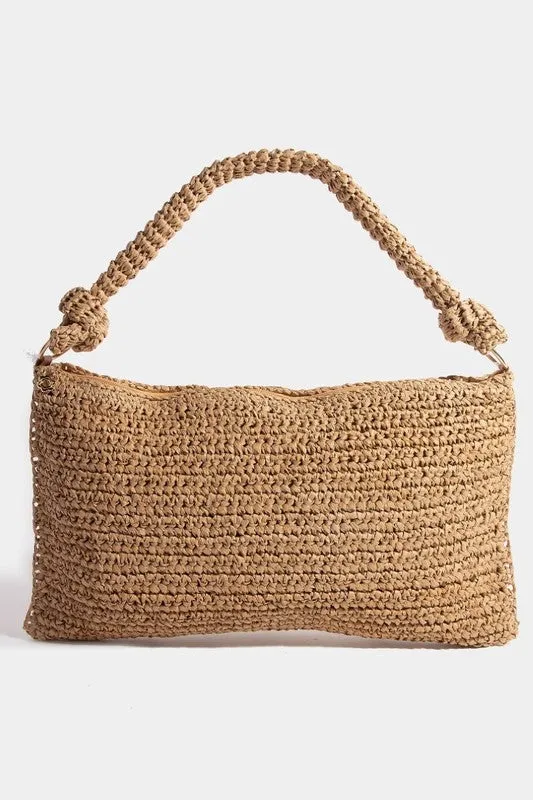 Coastal Breeze Woven Straw Shoulder Bag