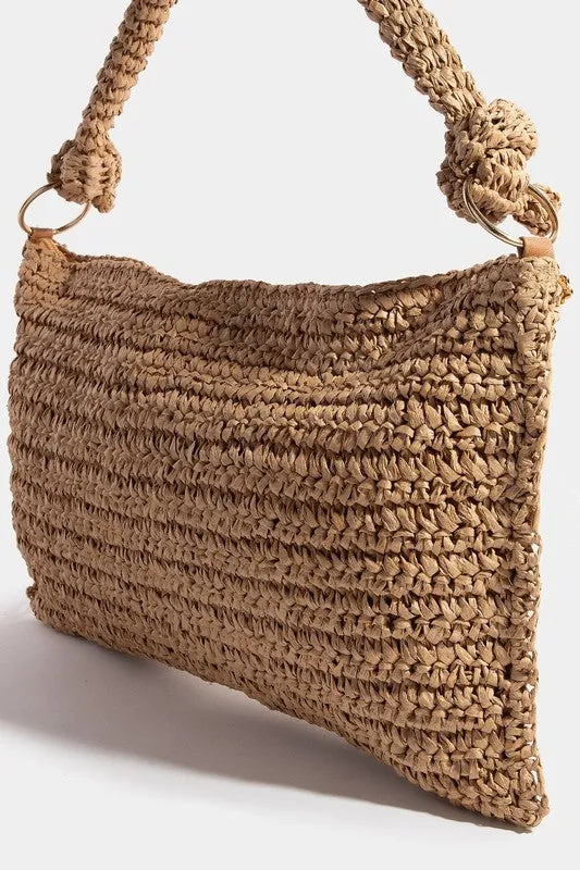 Coastal Breeze Woven Straw Shoulder Bag