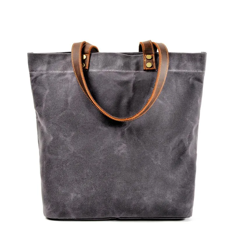 Cool Canvas Leather Mens Large Gray Canvas Handbags Tote Bag Shoulder Bag Tote Purse For Men