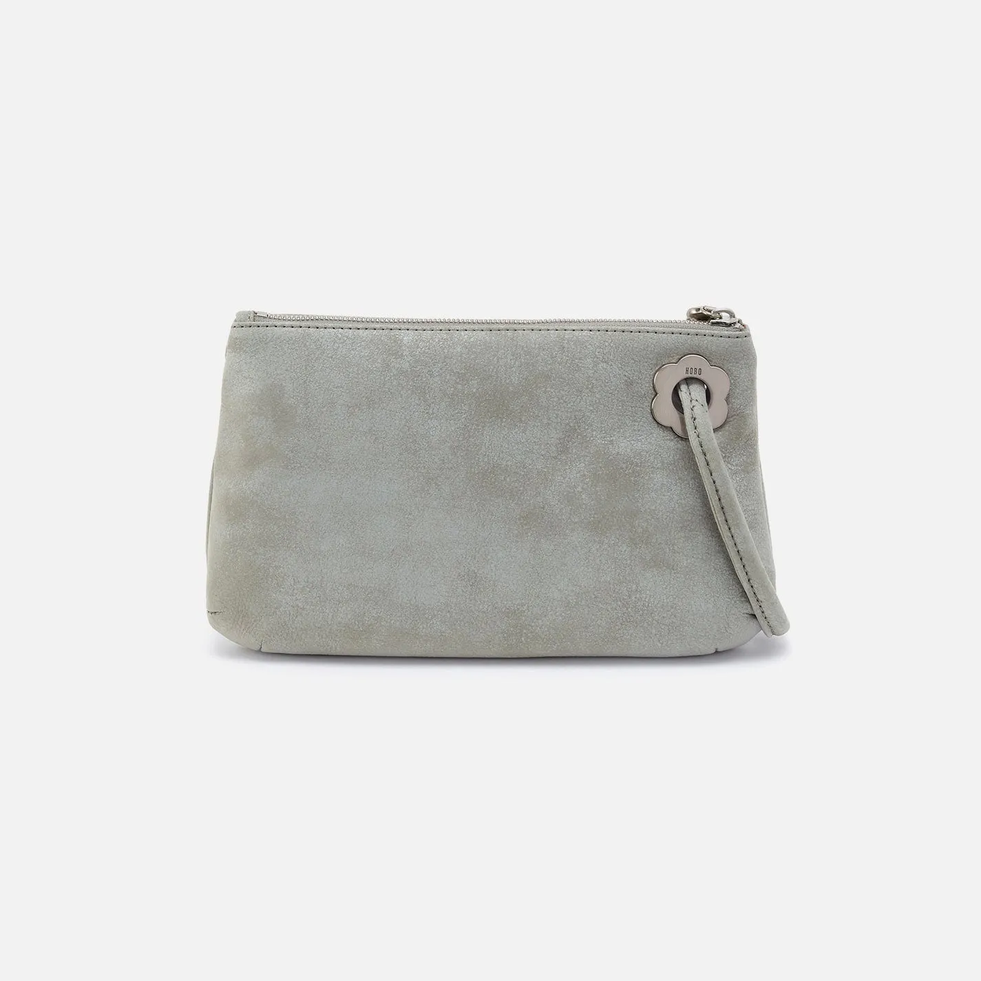 Daisy Daze Large Wristlet In Buffed Leather - Misty Harbor