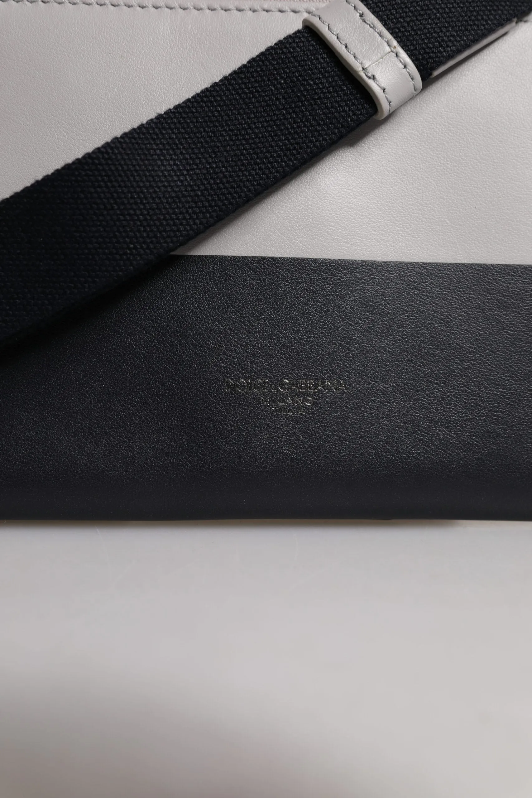Dolce & Gabbana  Leather Logo Embossed Crossbody Men's Bag
