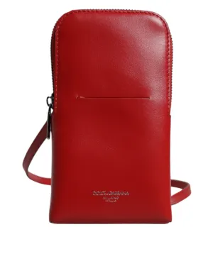 Dolce & Gabbana Leather Purse Phone Sling Crossbody Neck Strap Men's Bag