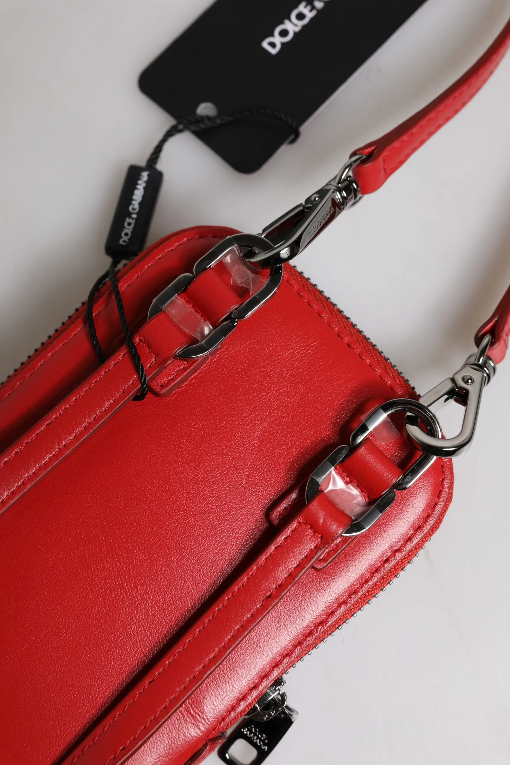 Dolce & Gabbana Leather Purse Phone Sling Crossbody Neck Strap Men's Bag