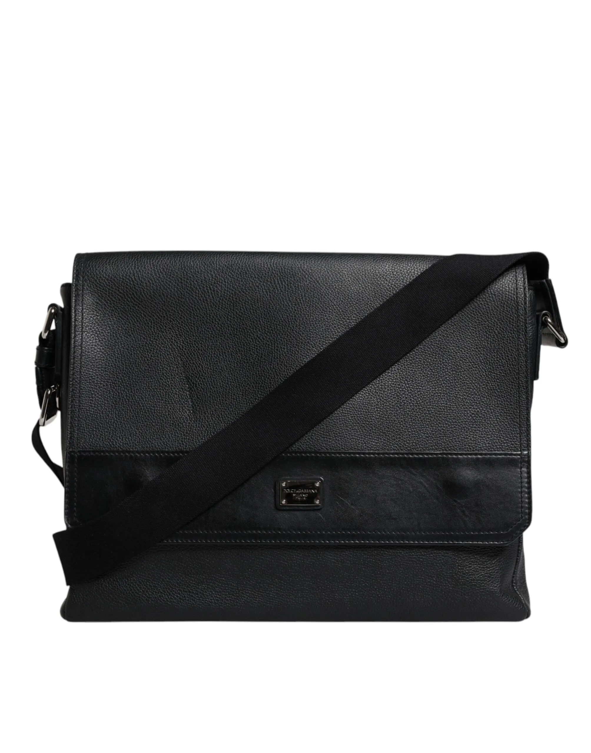 Dolce & Gabbana Logo Plaque Leather Messenger Shoulder Strap Men's Bag (Pre-Owned)