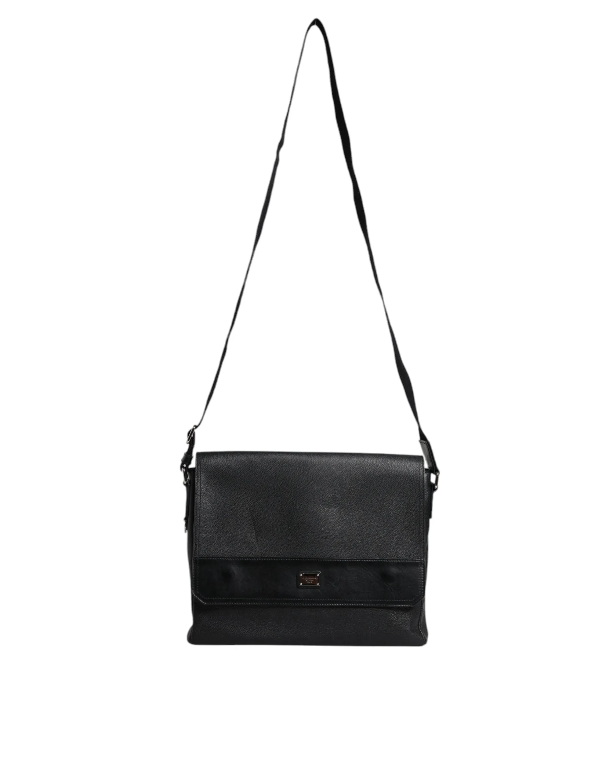 Dolce & Gabbana Logo Plaque Leather Messenger Shoulder Strap Men's Bag (Pre-Owned)