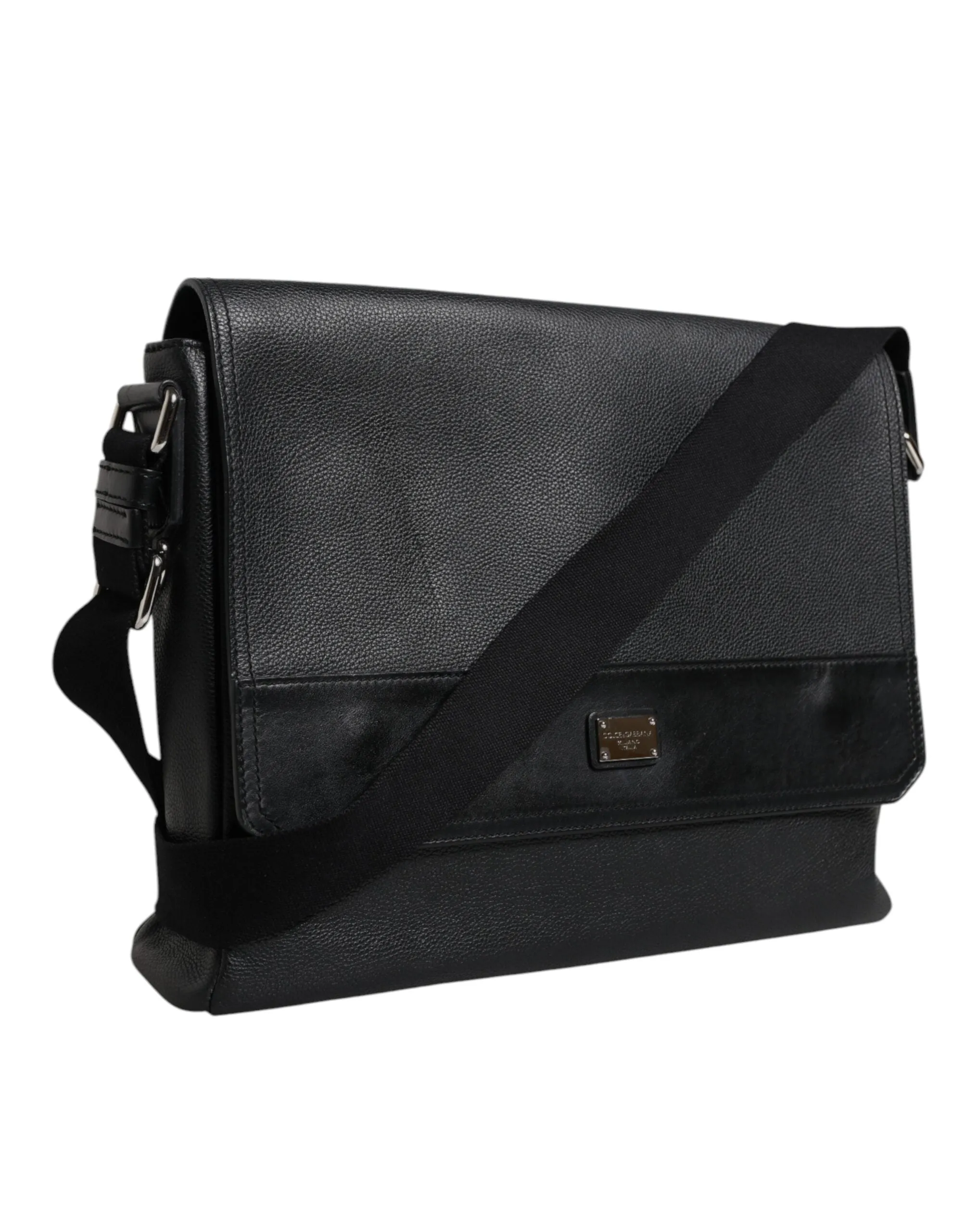 Dolce & Gabbana Logo Plaque Leather Messenger Shoulder Strap Men's Bag (Pre-Owned)