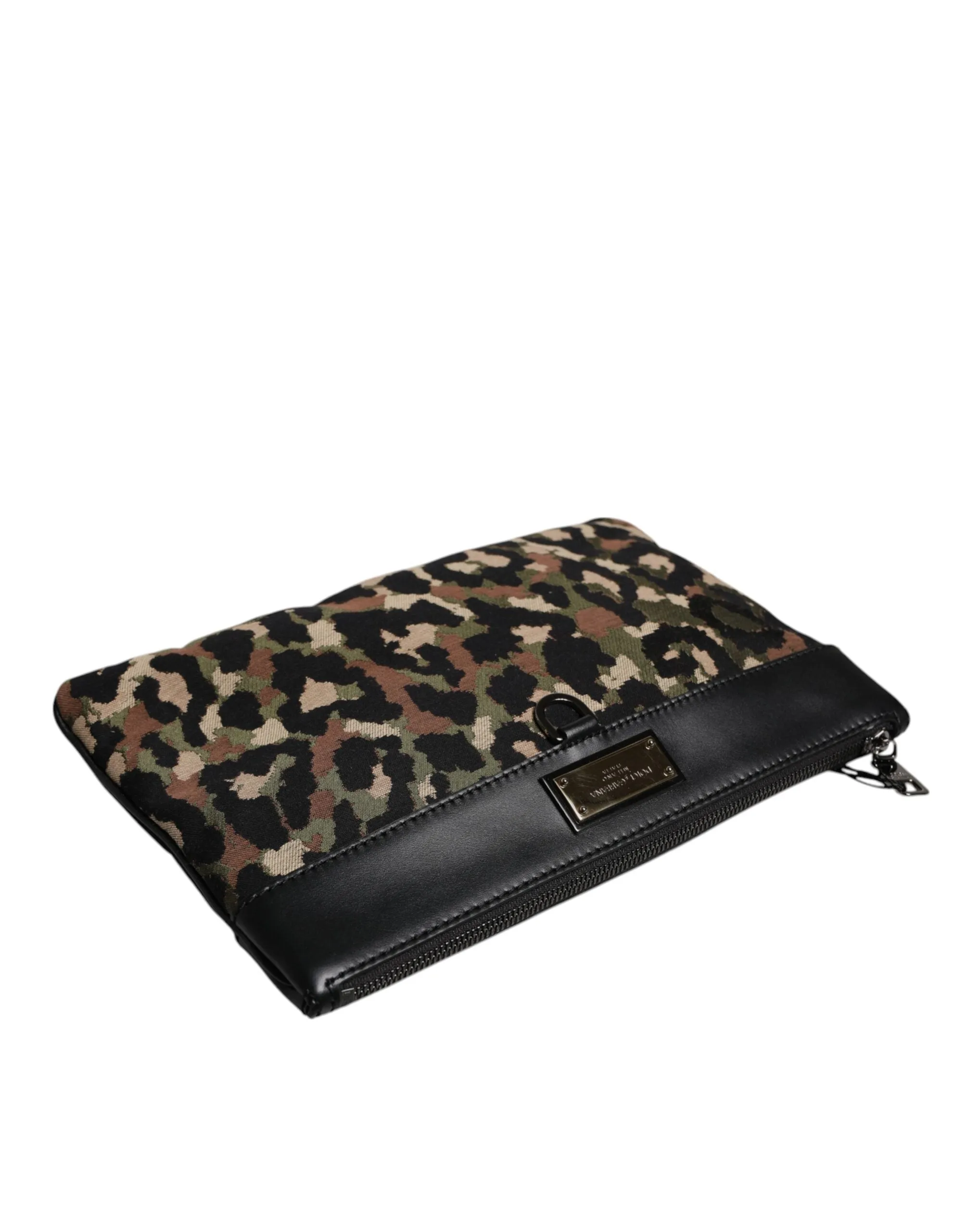 Dolce & Gabbana multi Leopard Jacquard Print Logo Plaque Pouch Men's Bag